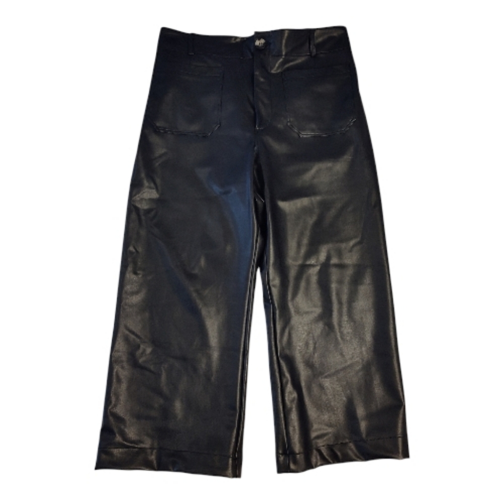 Maeve By Anthropology Black Faux Leather Pants Women's Size 32 - Picture 1 of 13